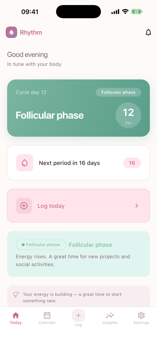 Rhythm – Home screen